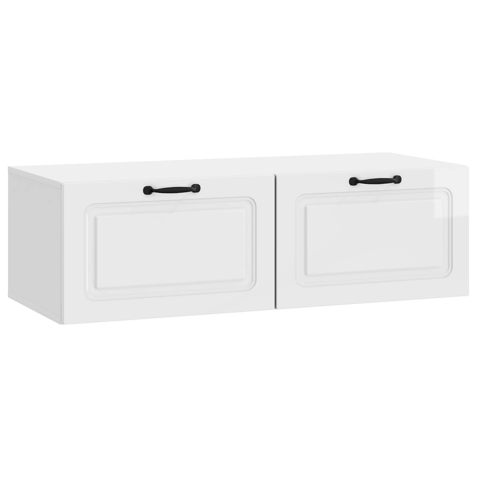 vidaXL Oglindă TV montată pe perete Alb foarte lucios 98 x 41 x 30 cm