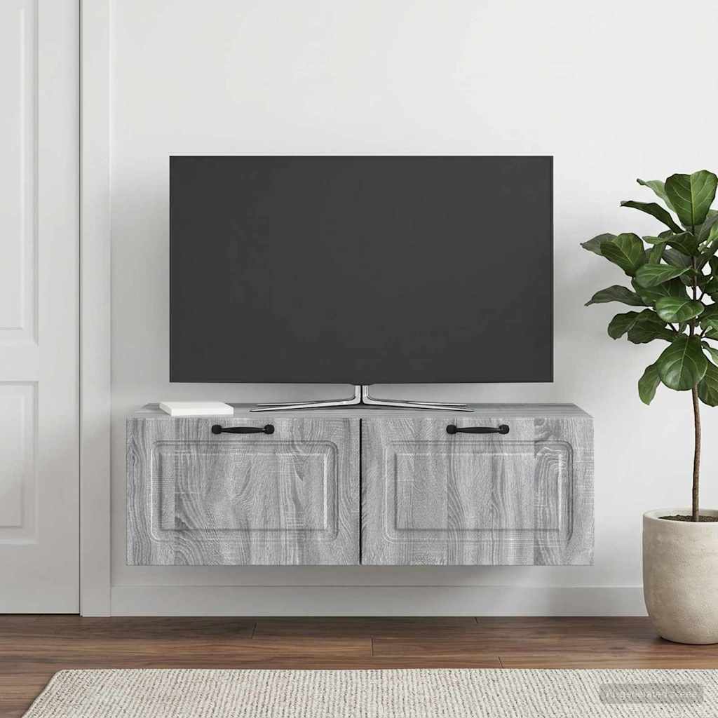 Seinälle asennettava TV-kaappi Harmaa sonoma 98 x 41 x 30 cm - Image 4