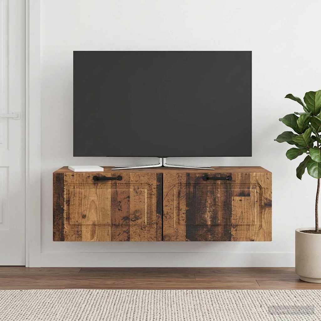 Seinälle asennettava TV-kaappi Vanha puu 98 x 41 x 30 cm - Image 4