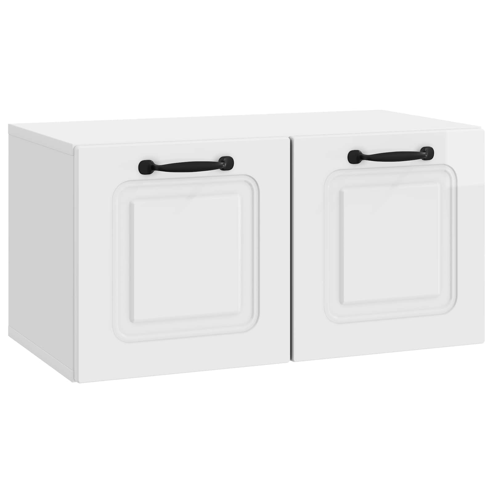 vidaXL Oglindă TV montată pe perete Alb foarte lucios Lemn prelucrat