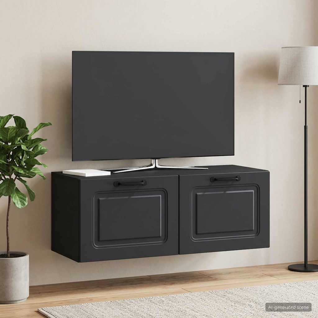 vidaXL Oglindă TV montată pe perete Pe perete Negru 78,5 x 31 x 30 cm