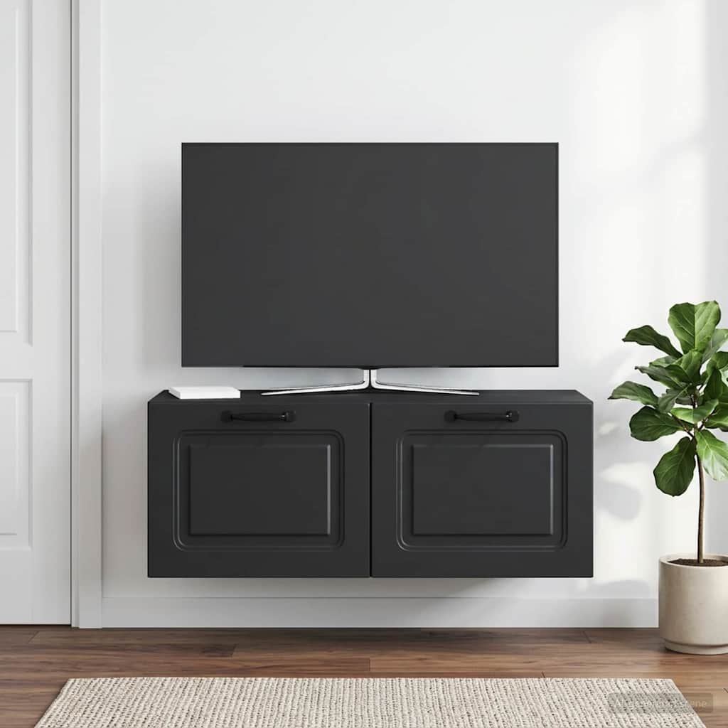Seinälle asennettava TV-kaappi Musta 78,5 x 31 x 30 cm - Image 4