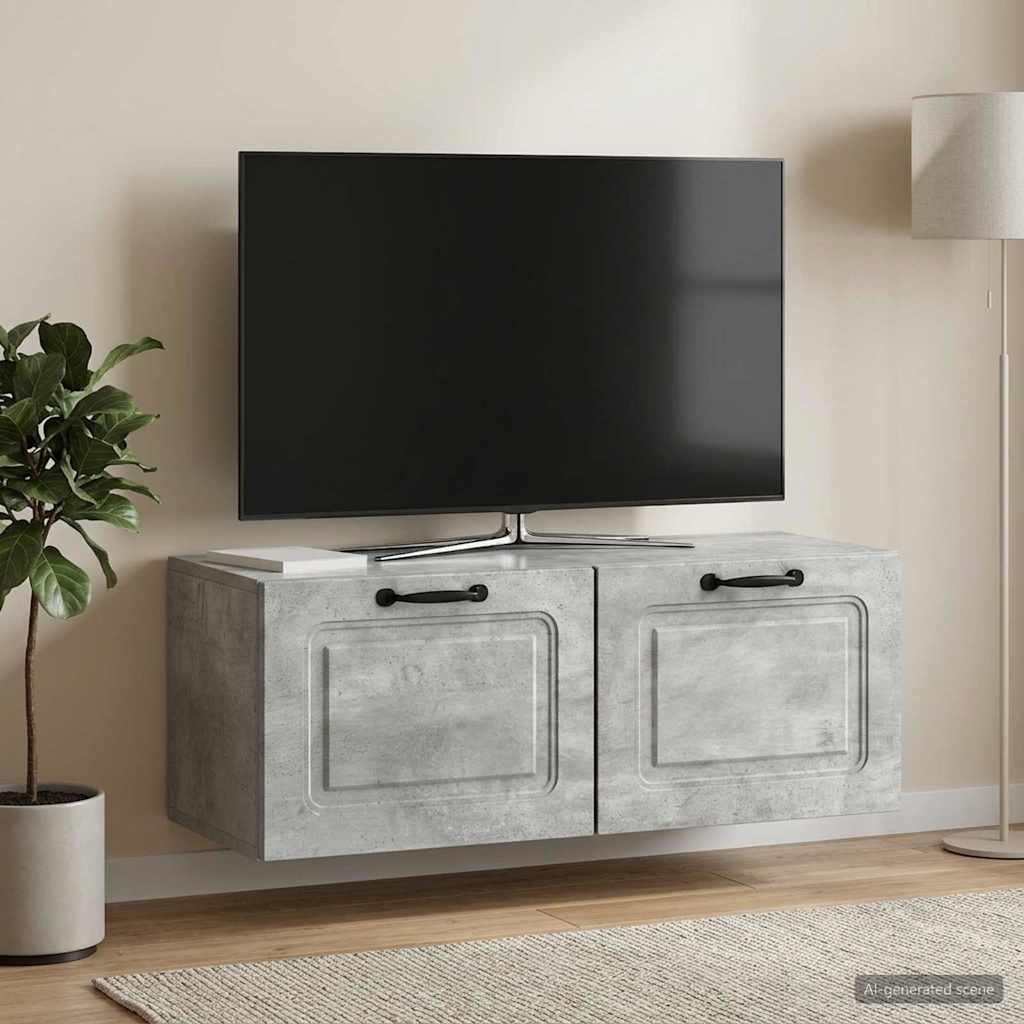 Seinälle asennettava TV-kaappi Betoninharmaa 78,5 x 31 x 30 cm - Image 4