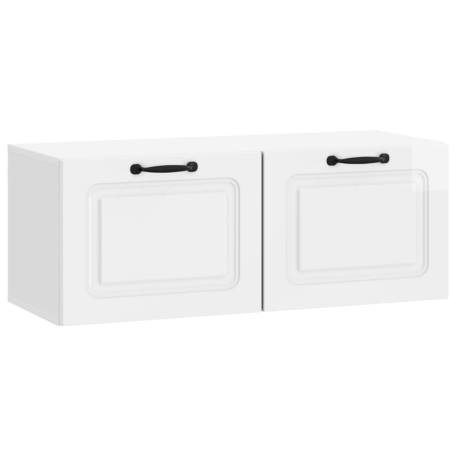 vidaXL Oglindă TV montată pe perete Alb foarte lucios Lemn prelucrat