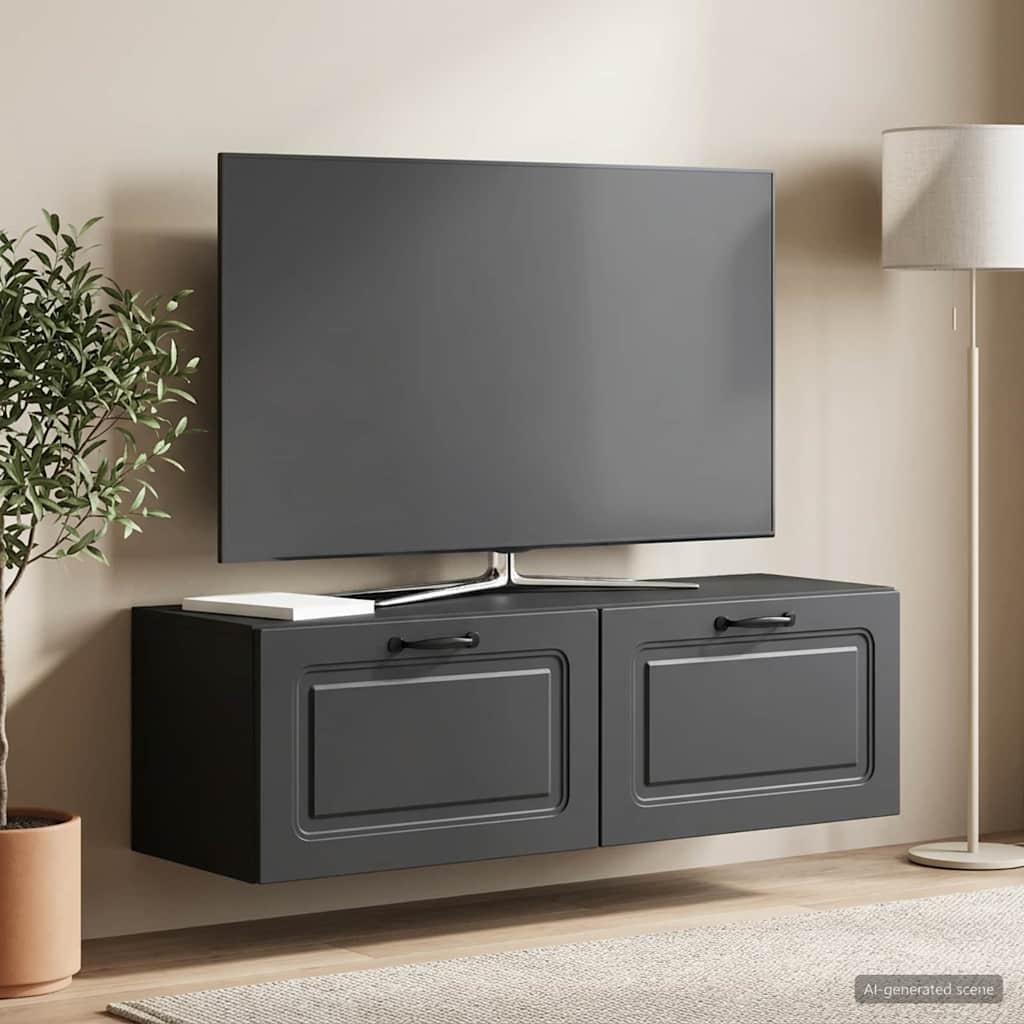Seinälle asennettava TV-kaappi Musta 98 x 31 x 30 cm - Image 4