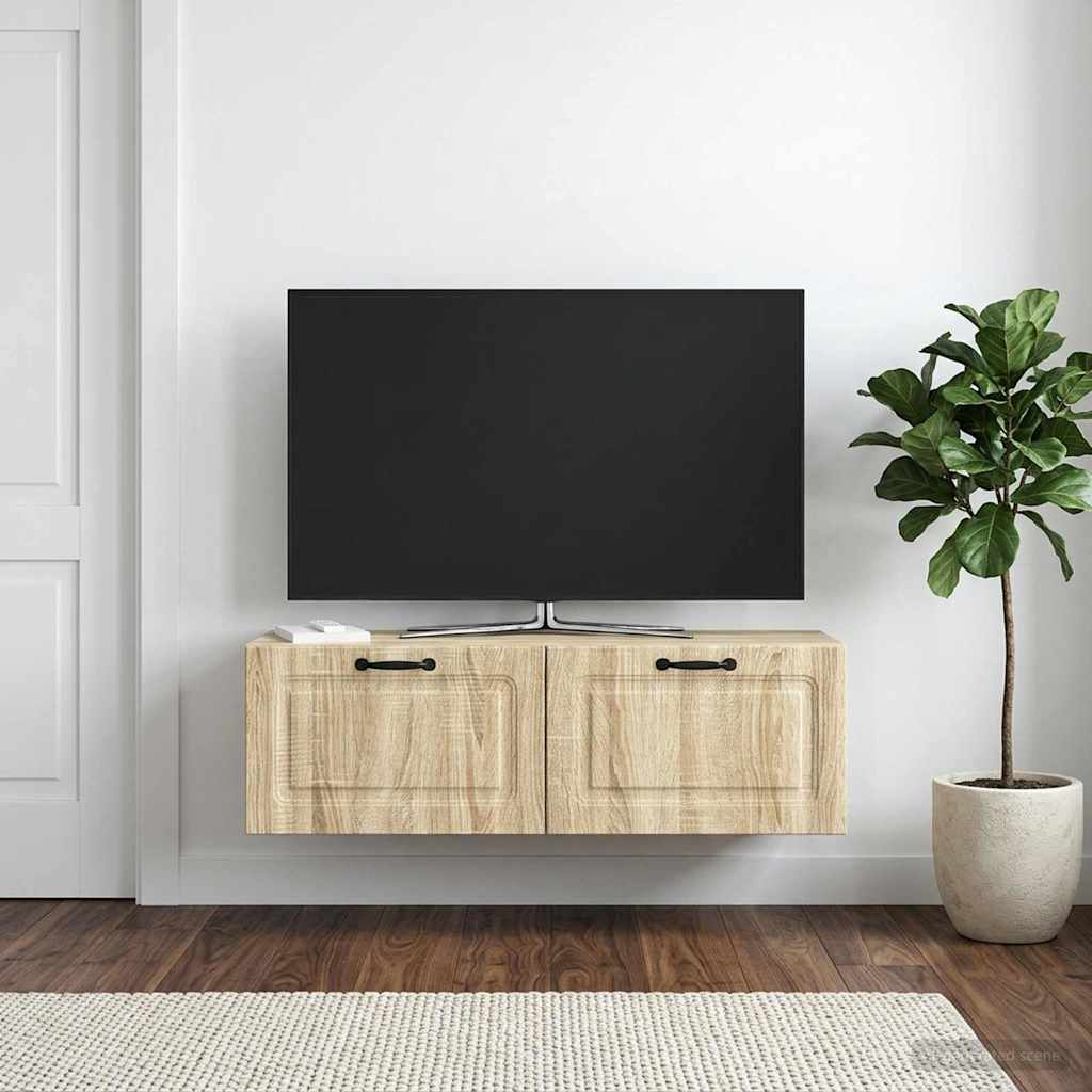 vidaXL Væghængt TV-skab Sonoma-eg 98 x 31 x 30 cm Konstrueret træ