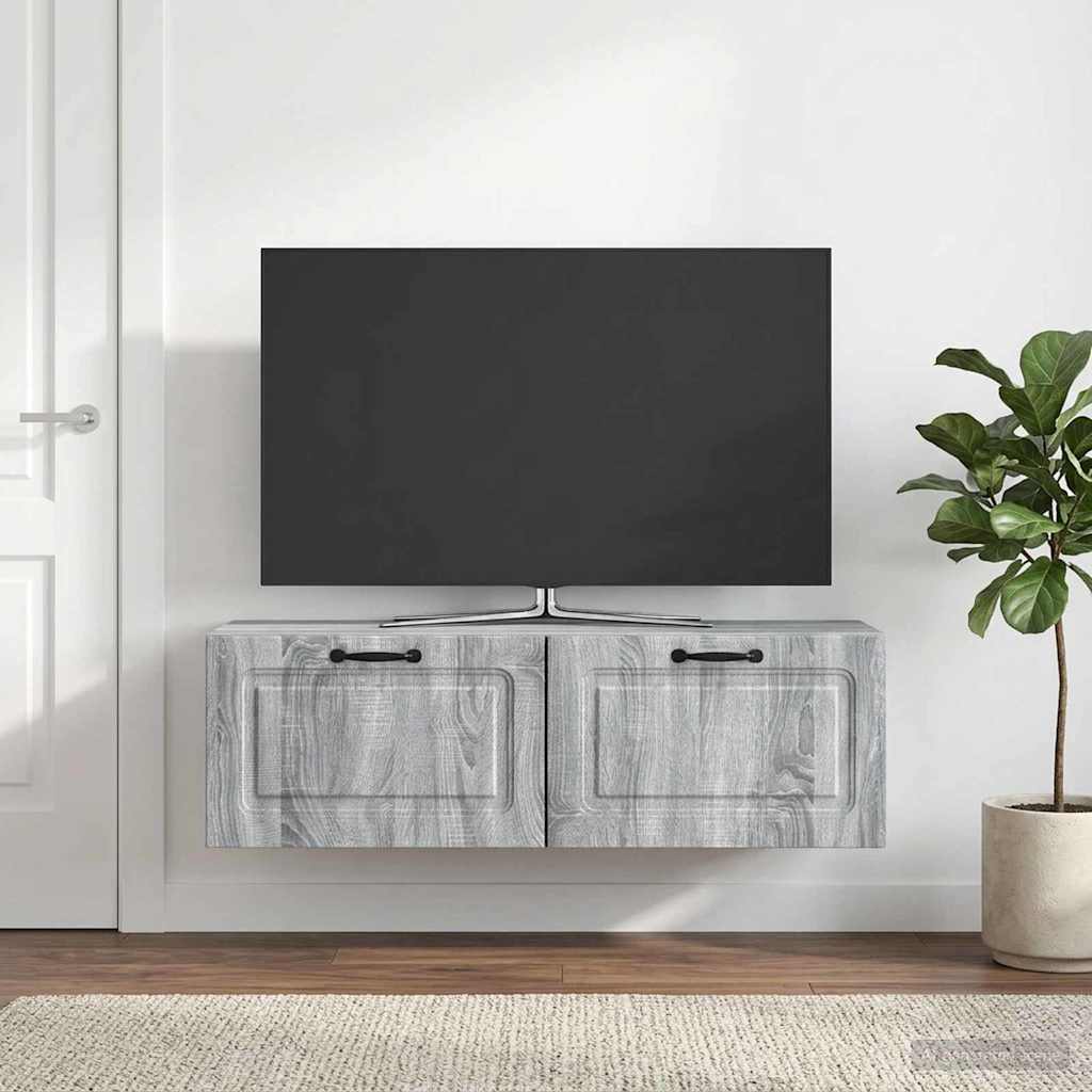 Seinälle asennettava TV-kaappi Harmaa sonoma 98 x 31 x 30 cm - Image 4
