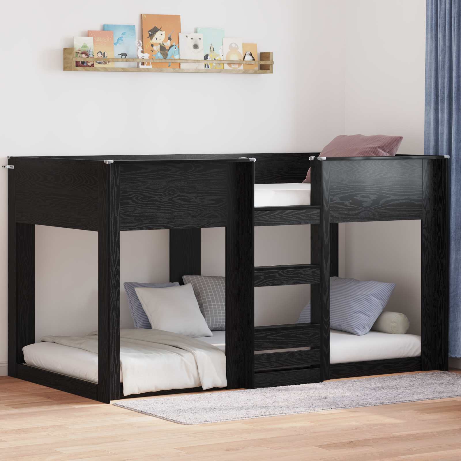 vidaXL Etagenbett für Kinder Schwarz Eichen-Optik 75 x 190 cm