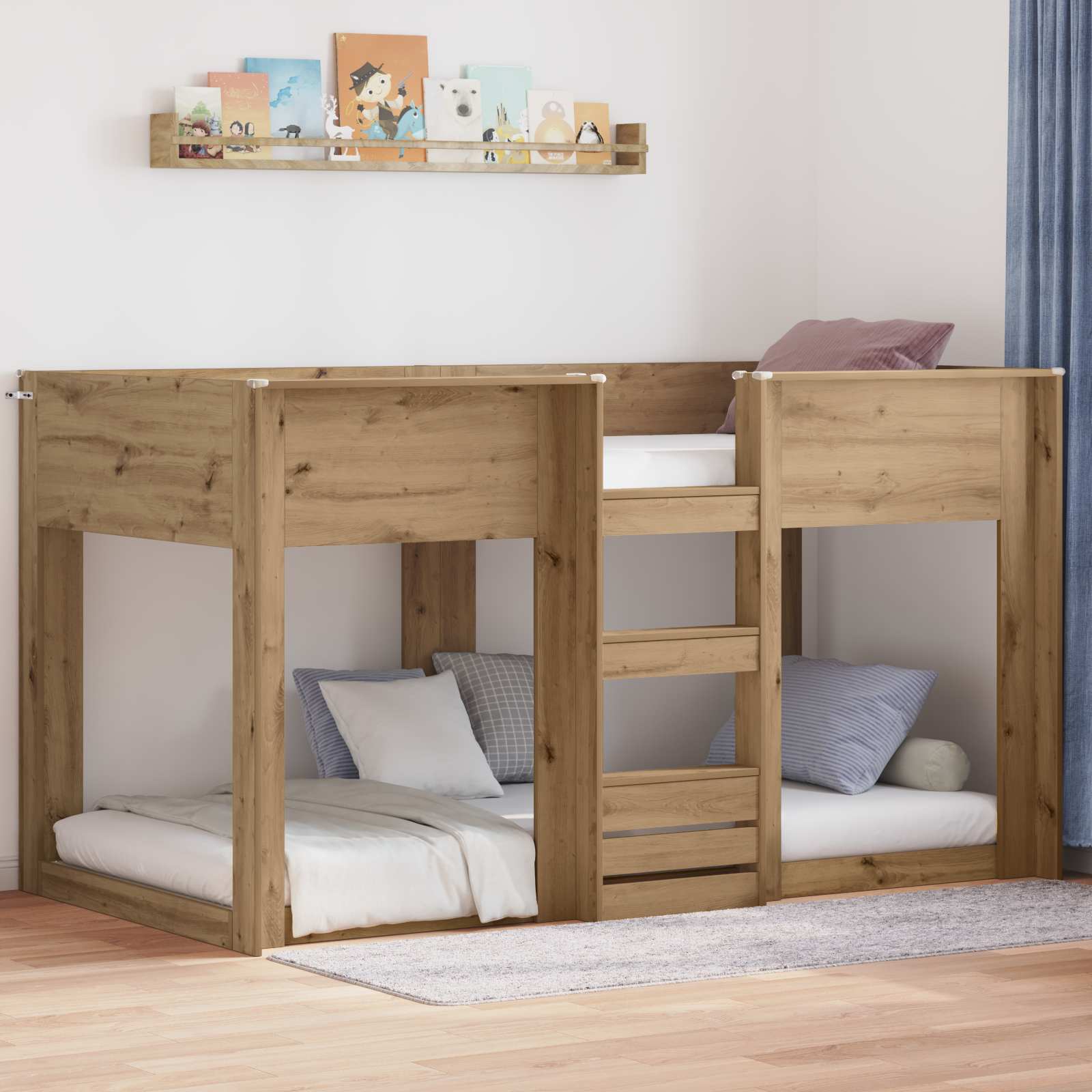 vidaXL Etagenbett für Kinder Artisan-Eiche 75 x 190 cm Holzwerkstoff