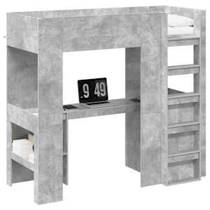 vidaXL Narivoodi raam lauaga riiuliga Betoonhall 75 x 190 cm Tehispuit