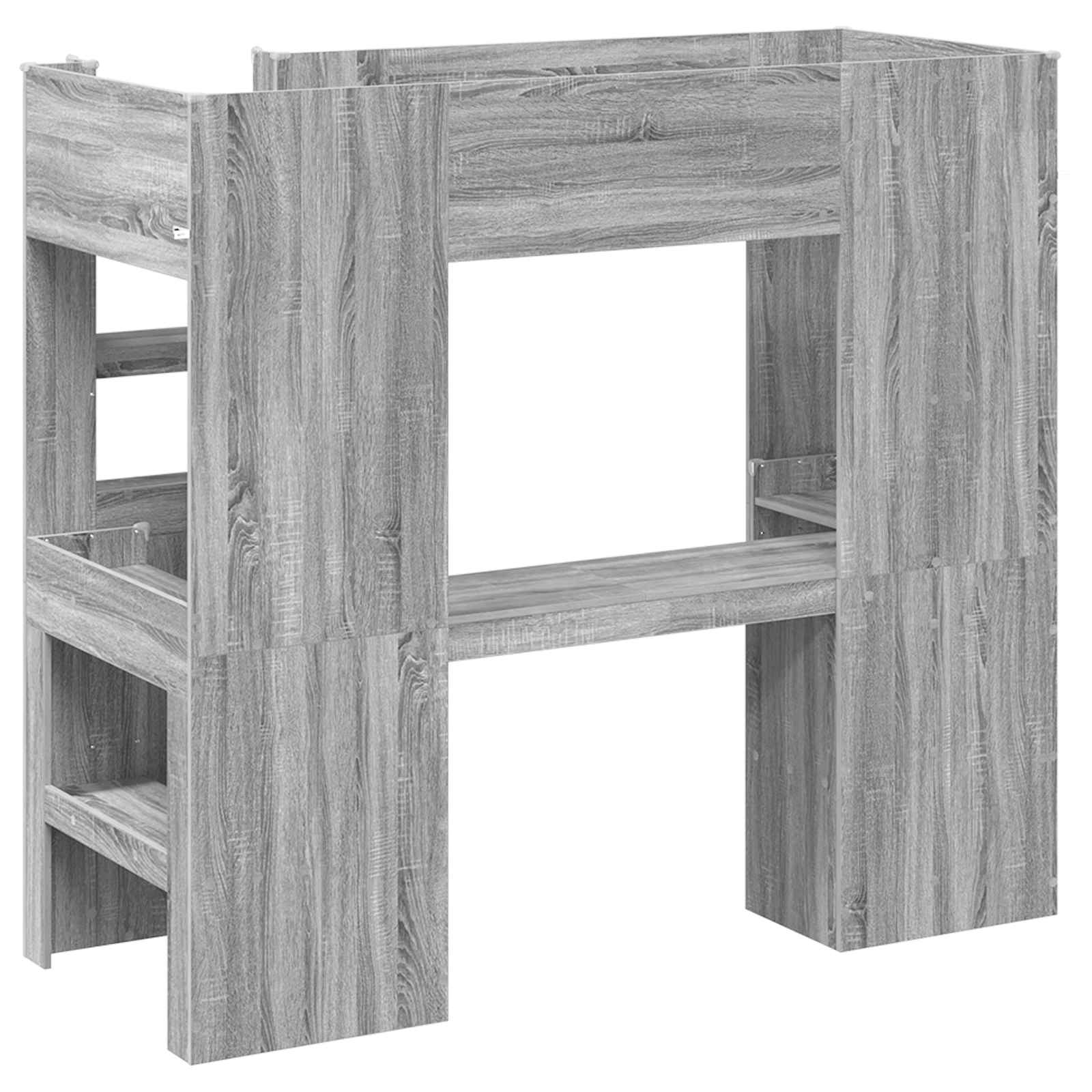 Postelja na podstrešju z mizo Siva Sonoma 75 x 190 cm - slika 7