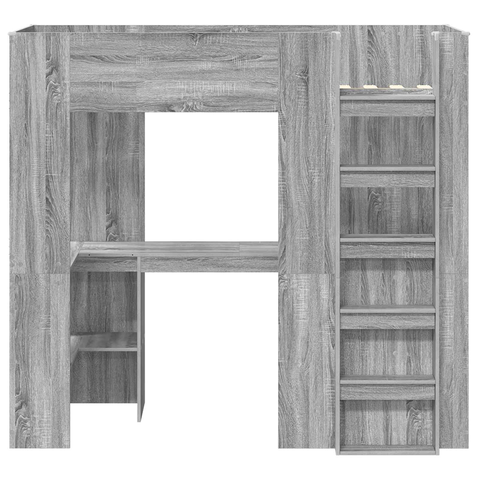 Postelja na podstrešju z mizo Siva Sonoma 75 x 190 cm - slika 5