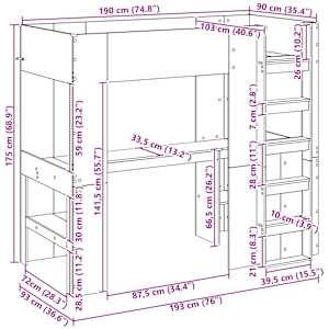 Rám patrové postele se stolem Sonoma dub 90 x 190 cm - obrázek 10