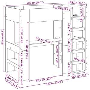 Rám patrové postele se stolem Betonově šedá 80 x 200 cm - obrázek 10