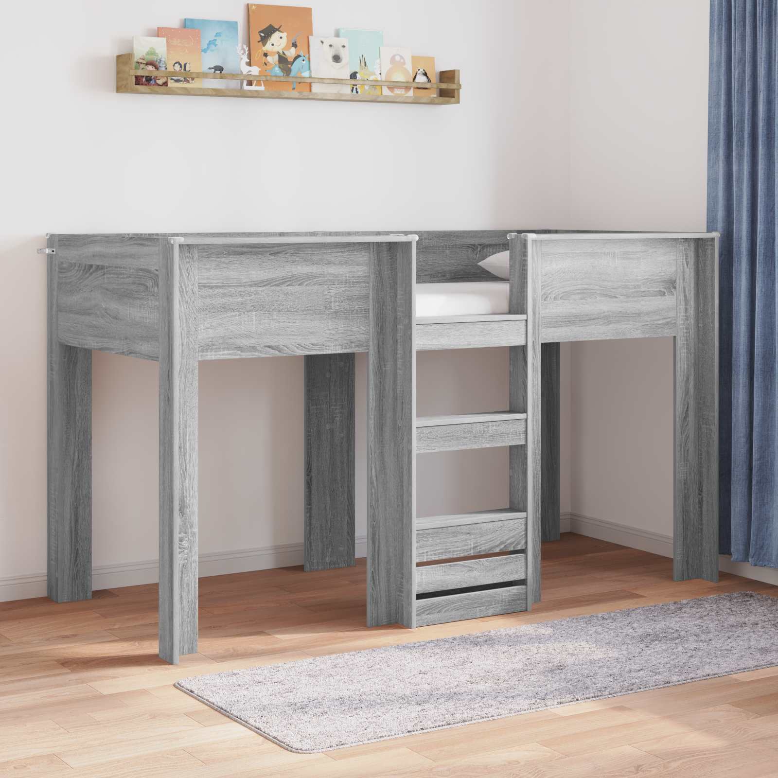 vidaXL Kerrossänky Lapset Harmaa Sonoma 2FT6 Small Single Tekninen puu