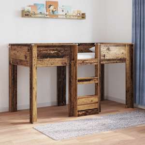 Patrová postel pro děti s úložištěm Staré dřevo 75 x 190 cm - obrázek 1