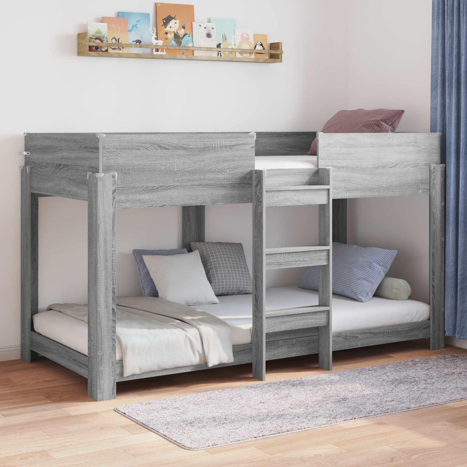 vidaXL Kerrossänky Lapset Harmaa Sonoma 80 x 200 cm Tekninen puu