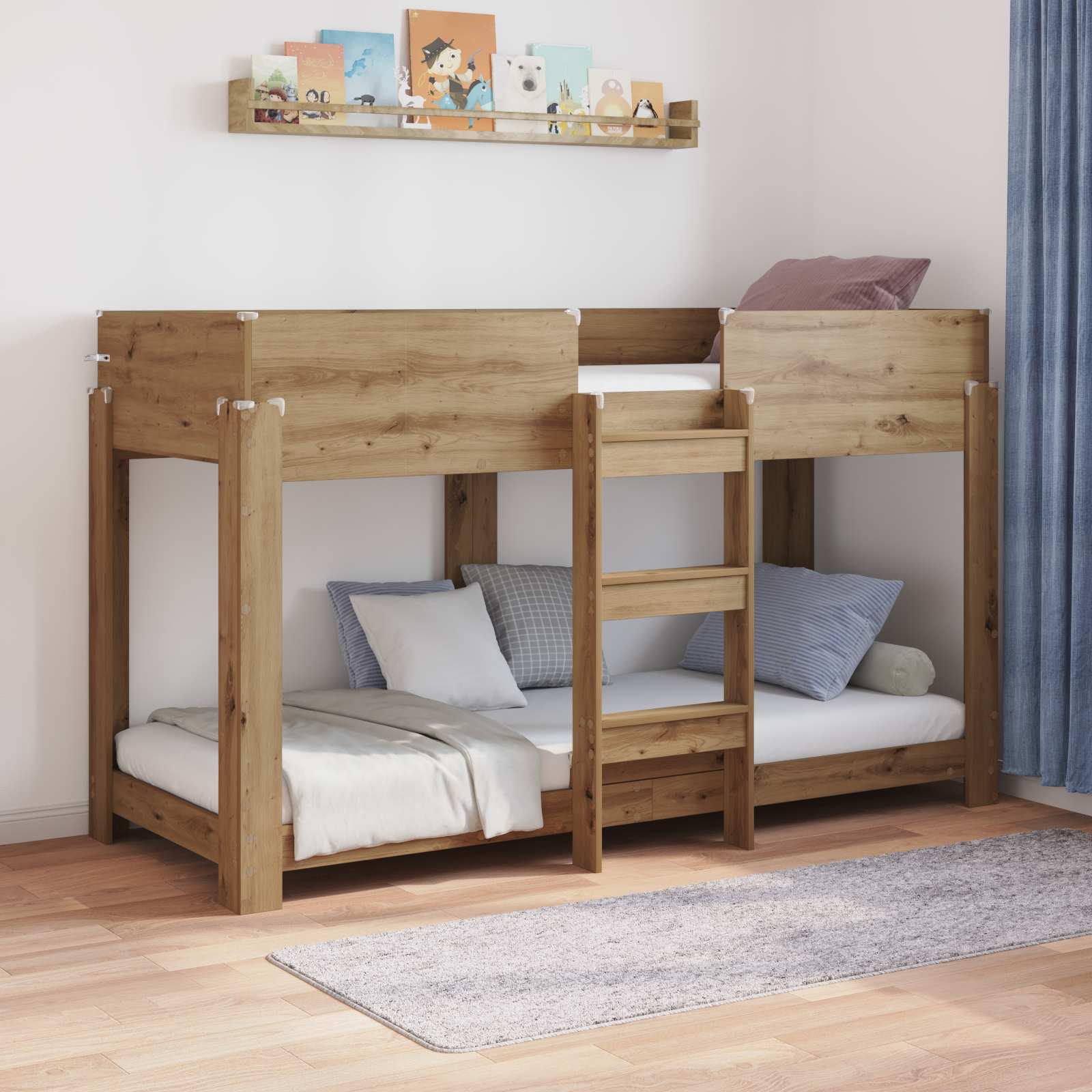 vidaXL Etagenbett für Kinder Artisan-Eiche 75 x 190 cm Holzwerkstoff