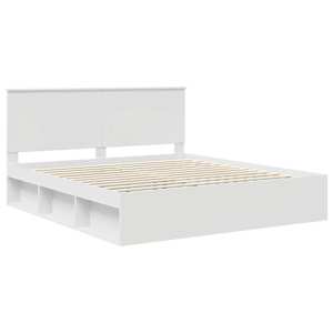 Rám postele s čelo Bílá 200 x 200 cm Masivní borové dřevo - obrázek 4