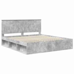 Rám postele s čelo Beton 200 x 200 cm Masivní borové dřevo - obrázek 4