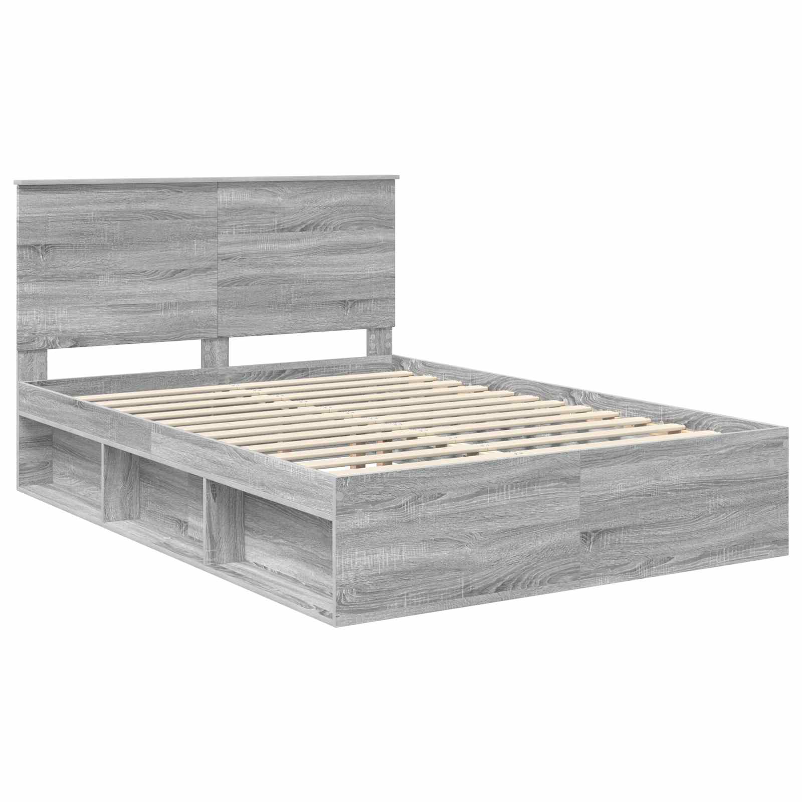 Bedframe met lade Grijs Sonoma 150 x 200 cm Massief grenenhout image 4