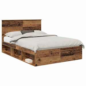vidaXL Voodi raam sahtliga peaga Vana puit 150 x 200 cm Tahke m&auml;nd
