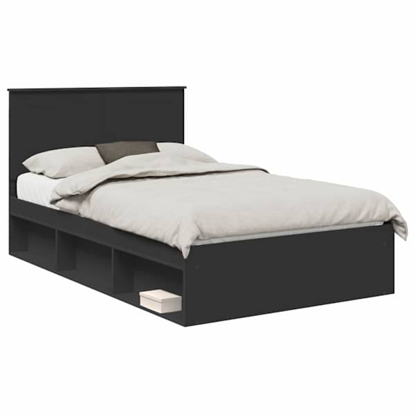 vidaXL Voodi raam sahtliga &Uuml;ksv&auml;rviline Must 135 x 190 cm Tahke m&auml;nd