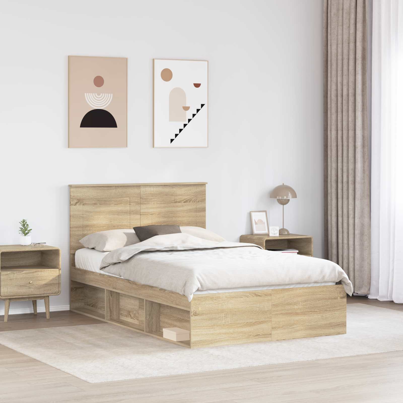 Bedframe met lade Sonoma Eiken 135 x 190 cm Massief grenenhout image 3