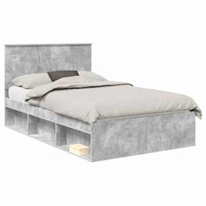 vidaXL Voodi raam sahtliga peaga Betoonhall 135 x 190 cm Tahke m&auml;nd