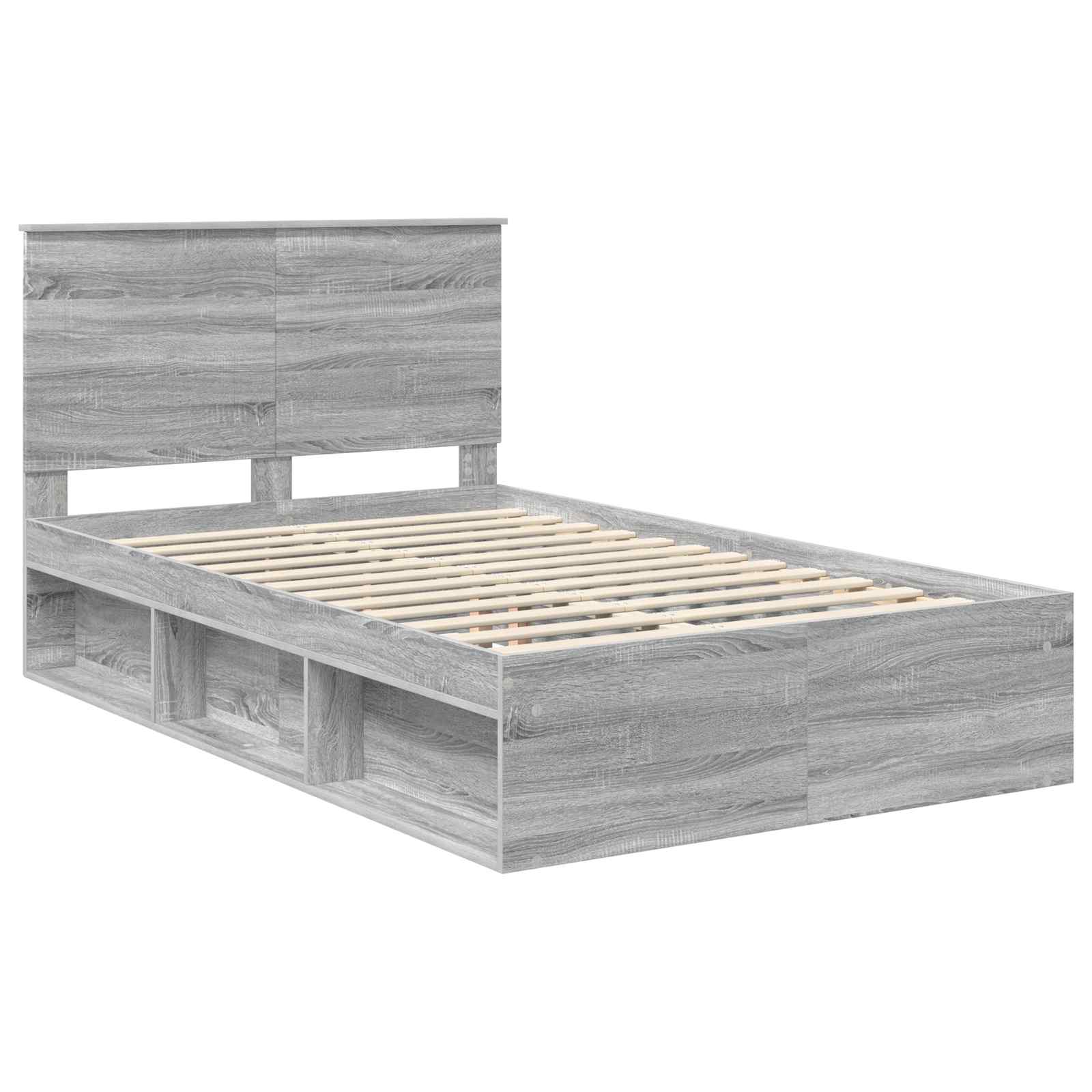 Bedframe met lade Grijs Sonoma 120 x 190 cm Massief grenenhout image 4