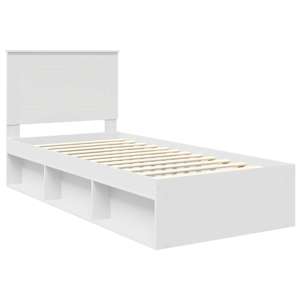 Rám postele s čelo Bílá 100 x 200 cm Masivní borové dřevo - obrázek 4