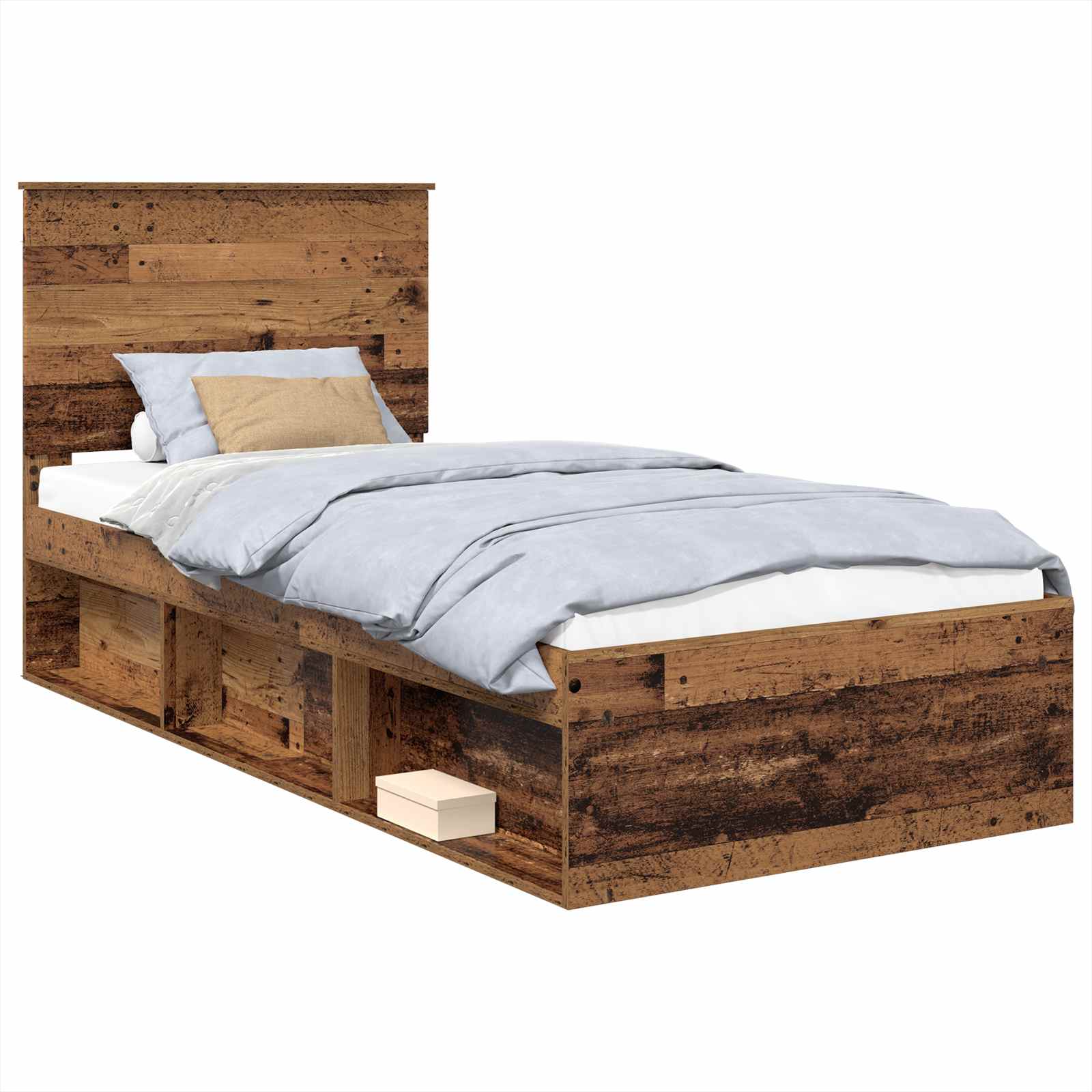Bedframe met hoofdeinde Oudhout 100 x 200 cm Massief grenenhout image 2