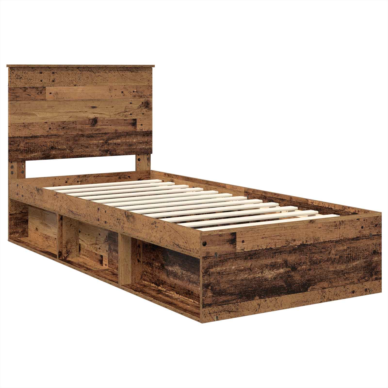Bedframe met hoofdeinde Oudhout 100 x 200 cm Massief grenenhout image 4