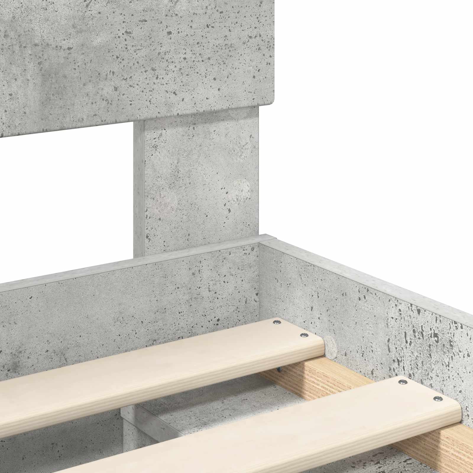 Bedframe met hoofdeinde Beton 90 x 200 cm Massief grenenhout image 10