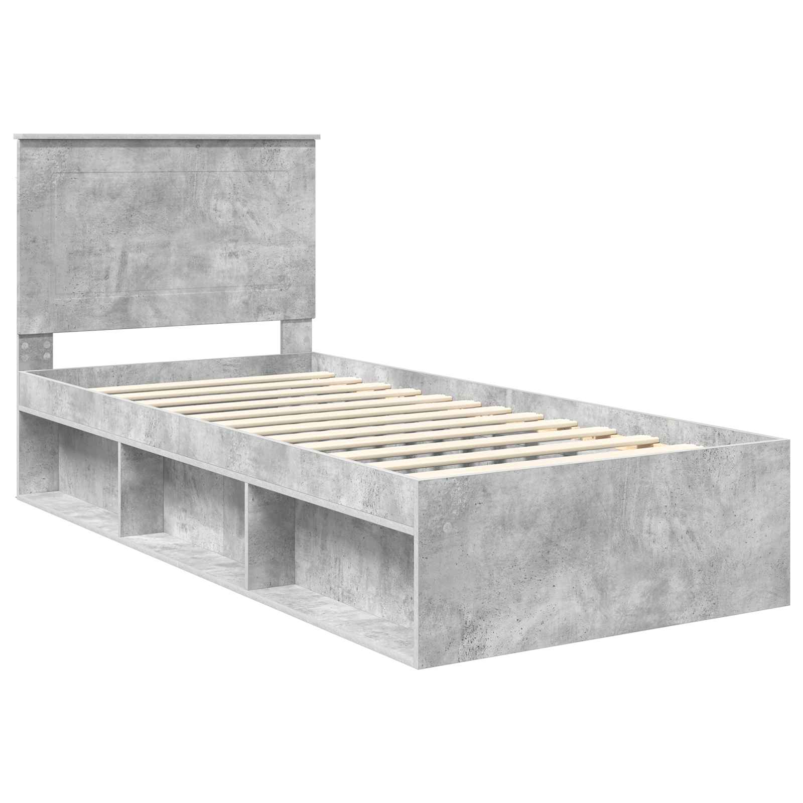 Bedframe met hoofdeinde Beton 90 x 200 cm Massief grenenhout image 4