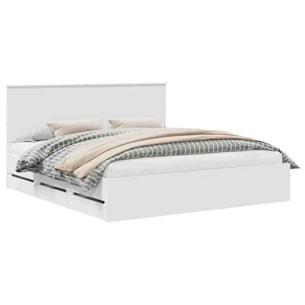 vidaXL Voodi raam sahtliga peaga Valge 200 x 200 cm Inseneripuit