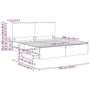 Rám postele se zásuvkou Bílá 200 x 200 cm Inženýrské dřevo - obrázek 14
