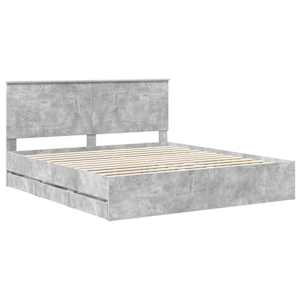 Rám postele s čelo Betonově šedá 200 x 200 cm Inženýrské dřevo - obrázek 4