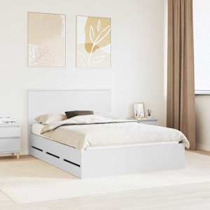 Konstrukcija postelje Bela 150 x 200 cm Inženirsko leseno