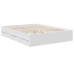 Rám postele se zásuvkou Bílá 150 x 200 cm Inženýrské dřevo - obrázek 6