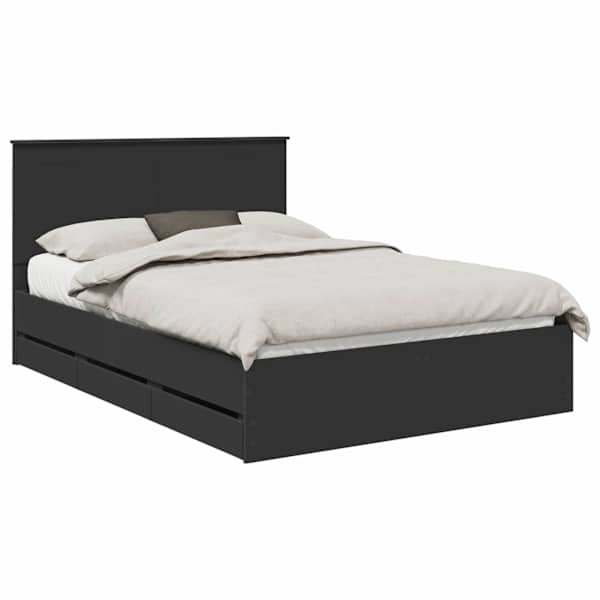 vidaXL Voodi raam sahtliga peaga Must 150 x 200 cm Inseneripuit