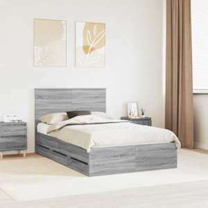 Konstrukcija postelje s predalom Siva Sonoma 120 x 190 cm