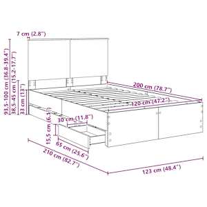 Rám postele se zásuvkou Bílá 120 x 200 cm Inženýrské dřevo - obrázek 14