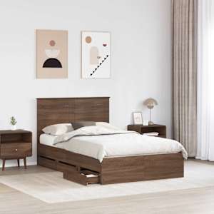 Rám postele se zásuvkou Hnědý dub 120 x 200 cm Inženýrské dřevo - obrázek 3