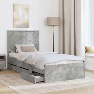Rám postele s čelo Betonově šedá 90 x 190 cm Inženýrské dřevo - obrázek 3