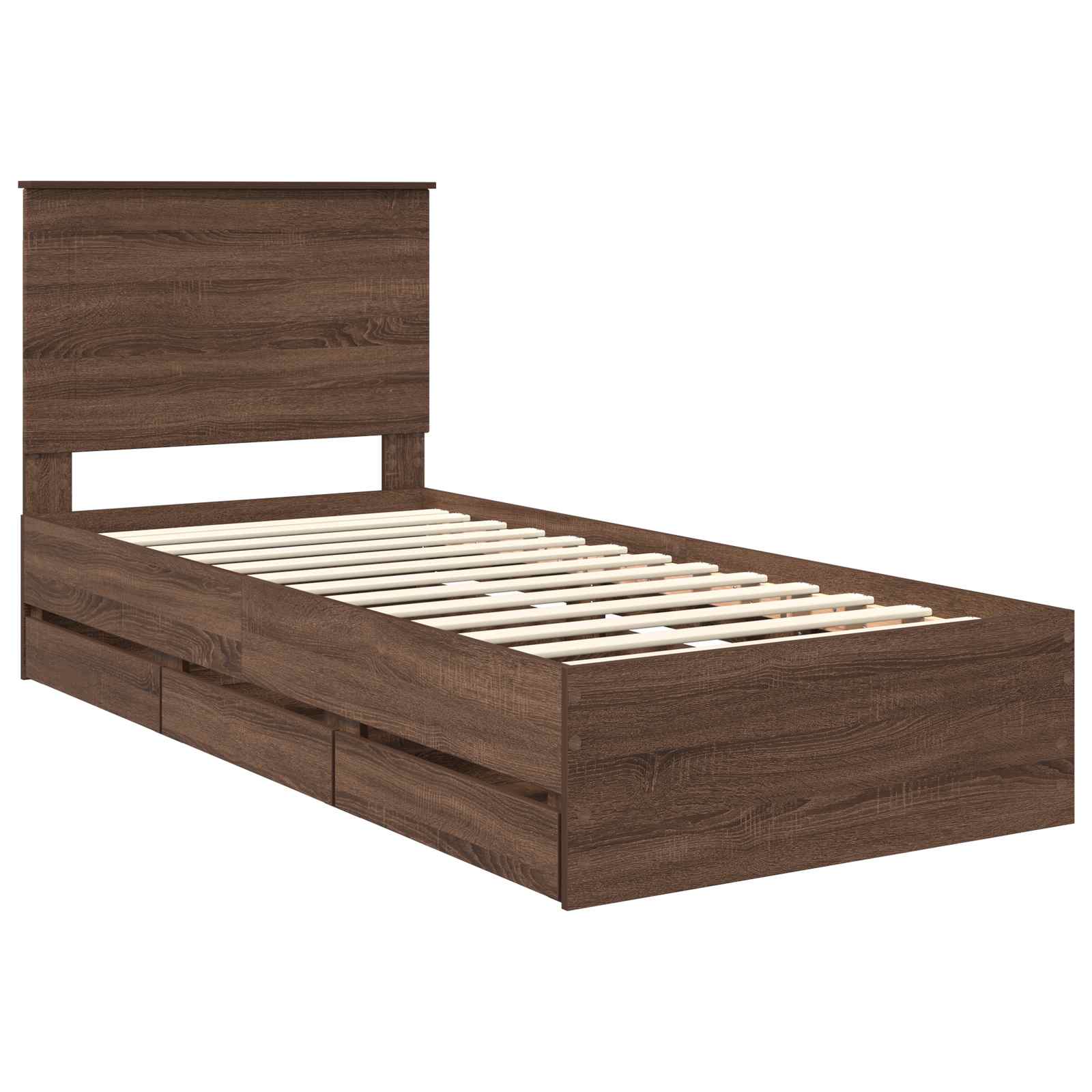 Konstrukcija postelje Rjav hrast 90 x 190 cm Inženirsko leseno - slika 4