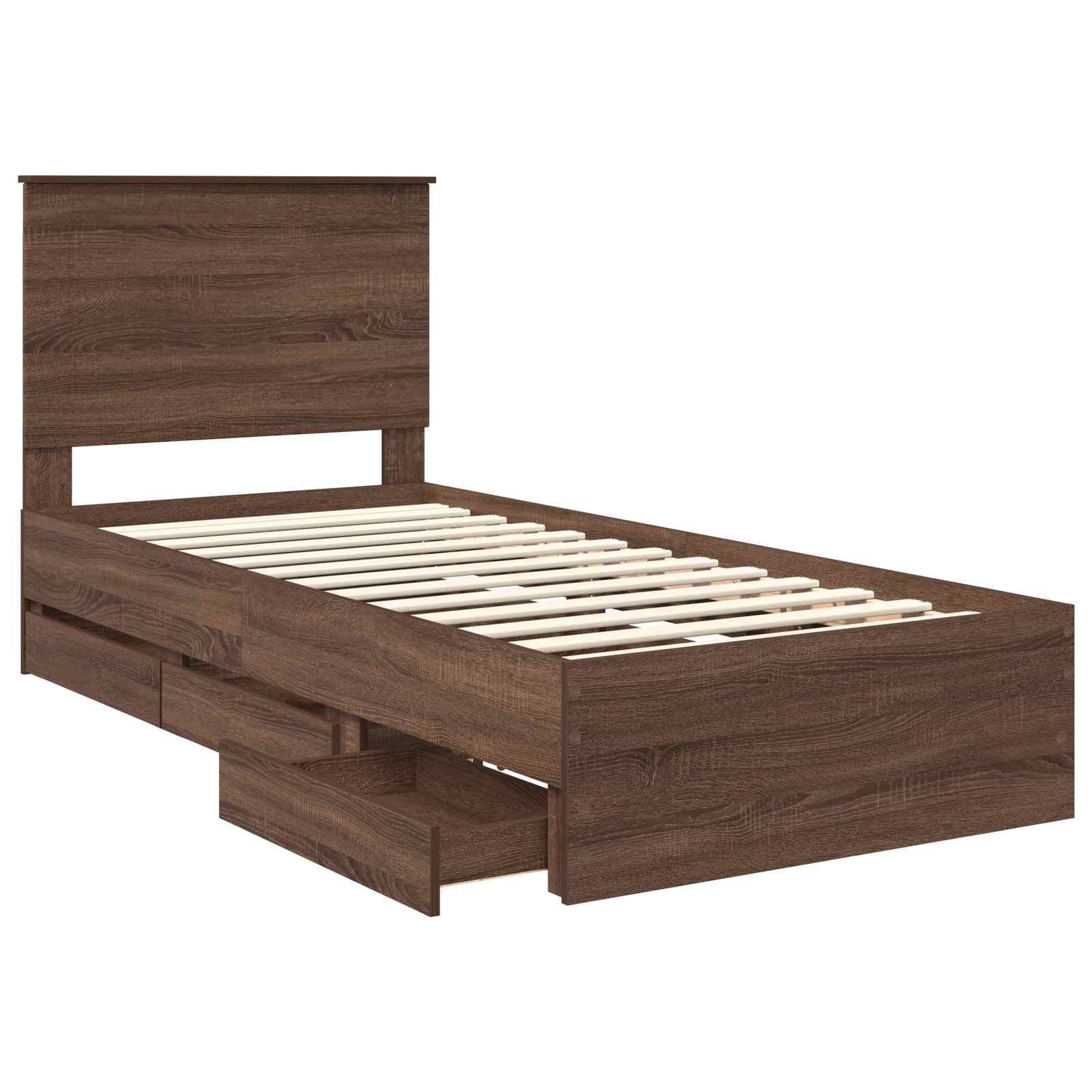 Konstrukcija postelje Rjav hrast 90 x 190 cm Inženirsko leseno - slika 5