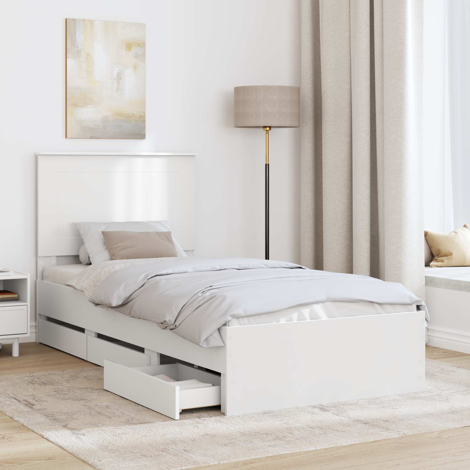 Thumbnail - vidaXL Bettrahmen mit Schubladen Weiß 75 x 190 cm Ingenieurs Holz