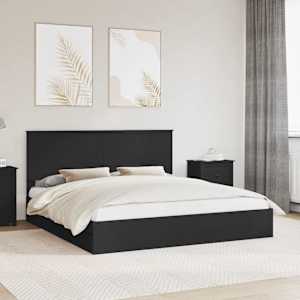 Postel s úložným prostorem Černá 200 x 200 cm kompozitní dřevo - obrázek 1