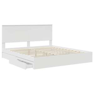 Postel s úložným prostorem Bílá 180 x 200 cm kompozitní dřevo - obrázek 5